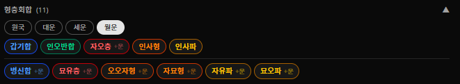 형충회합 — 원국·대운·세운·월운에서 생기는 관계를 보여주는 화면